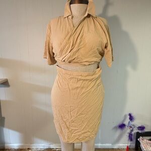 Eloquii Tan Pencil Wrap Dress
